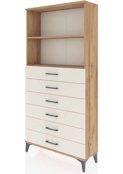 Arges Dolap 2 Raflı 6 Çekmeceli 88X30X182 Çam-Aytaşı modelleri