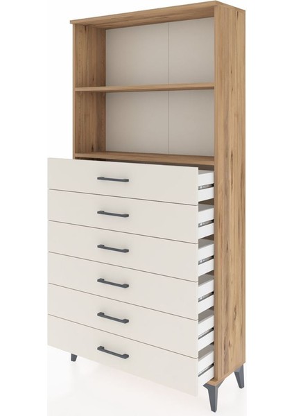Arges Dolap 2 Raflı 6 Çekmeceli 88X30X182 Çam-Aytaşı fırsatları