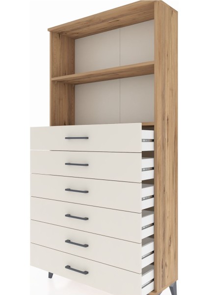 Arges Dolap 2 Raflı 6 Çekmeceli 88X30X182 Çam-Aytaşı indirimleri