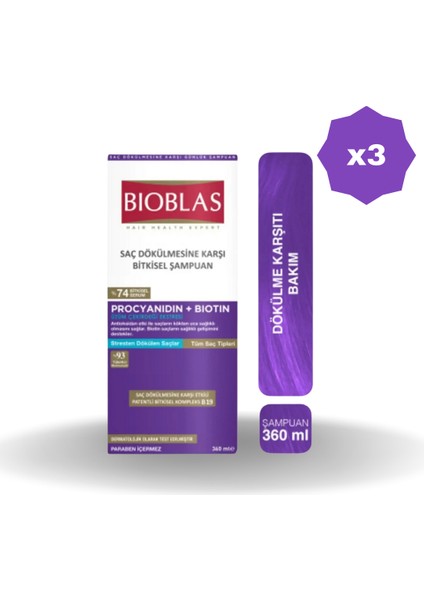 Astres Dökülme Karşıtı Şampuan Proc. 360 ml - (3 Adet)