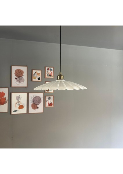 Risso Beyaz Metal Büyük Avize Yarım Lale Başlık Tekli Rustik Cafe Mutfak Modern Sarkıt Aydınlatma modelleri