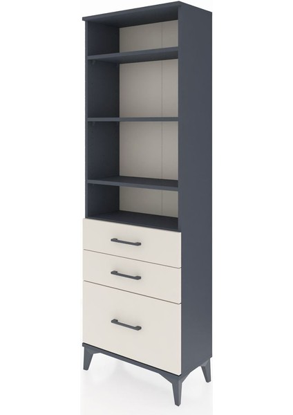 Arges Dolap 4 Raflı 3 Çekmeceli 60X30X182 Antrasit-Aytaşı modelleri