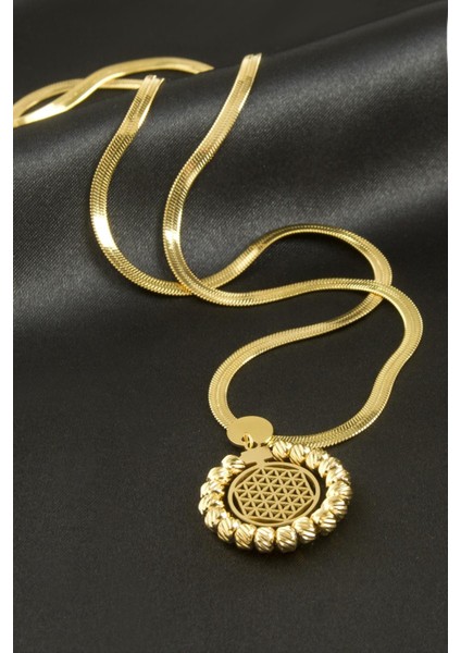 Ds-Derin Yaşayan Italyan Zincirli Lüks Çelik Kolye-Sarı fiyatları