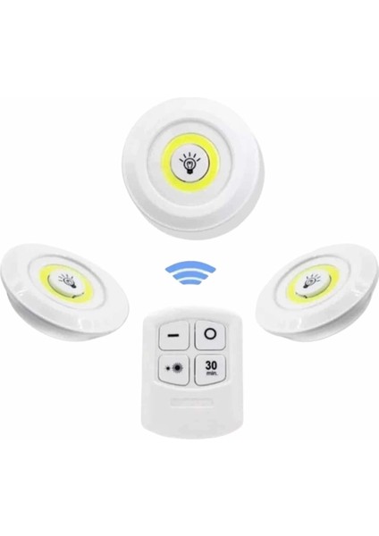 Dolap Işığı Mutfak Rafı Işığı Uzaktan Kumandalı 3 Lü Spot LED Lamba fırsatları