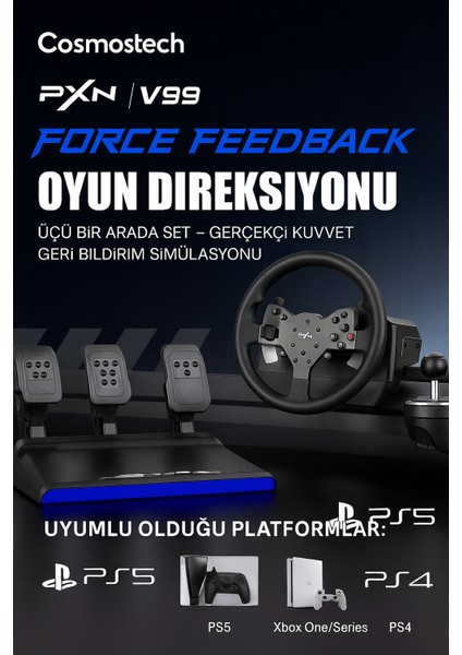 Pxn V99 Direksiyon Seti – Ps5, Ps4, Xbox, Pc Uyumlu, 3.2nm Vites & Pedal Dahil fiyatları