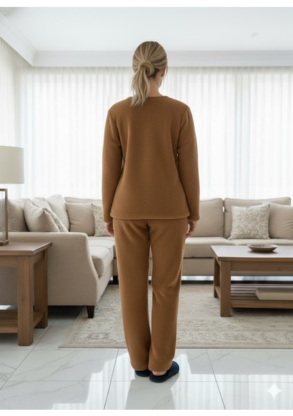 Kadın Kahverengi Peluş Pijama Takımı fırsatları