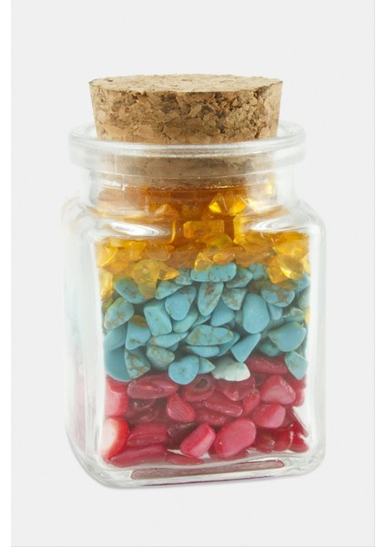 Ds-Derin Akik Turkuaz Taşı Cam Şişe Biblo-Renkli