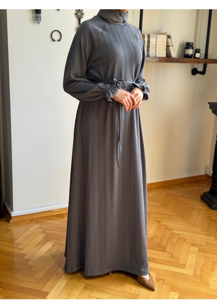 Füme Reglan Kol Saç Örgü Desen Örme Elbise 9923 modelleri