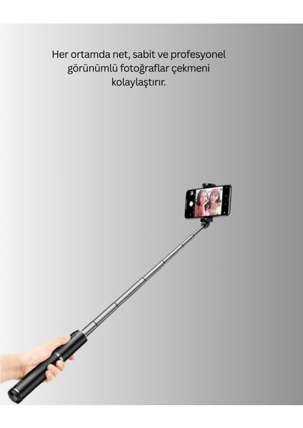 Bluetooth’lu Işıklı Selfie Çubuğu – Katlanabilir, 130 cm fırsatları