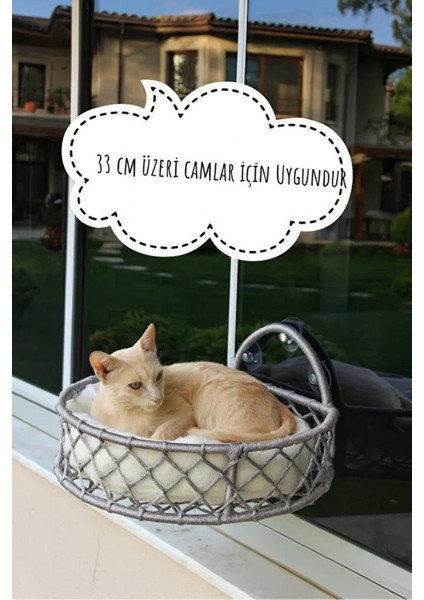 Kedi ve Köpek El Örgüsü Vantuzlu Cam Yatağı, Kedi Hamağı Gri fiyatları