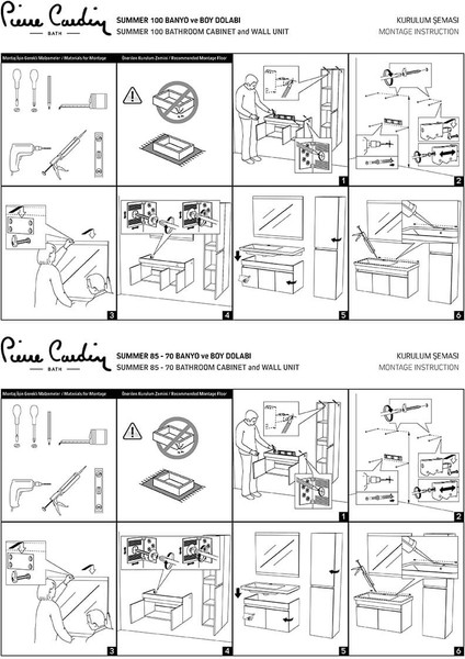 Summer 85CM Mat Antrasit Banyo Dolabı (Ayna+Lavabo+Alt Dolap)