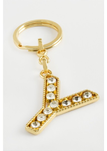 Ds-Derin Sarı Renkli Taşlı Harf Anahtarlık-Y