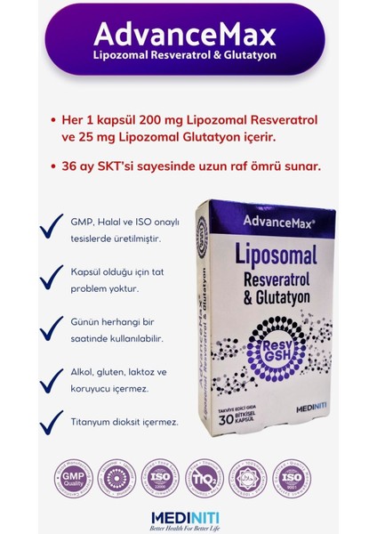 Advancemax Lıpo Resveratrol&glutatyon 30 Kapsul fırsatları