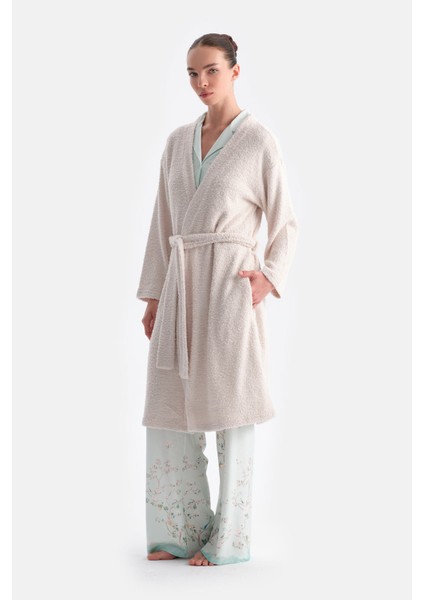 Uzun Kollu Şönil Örme Sabahlık