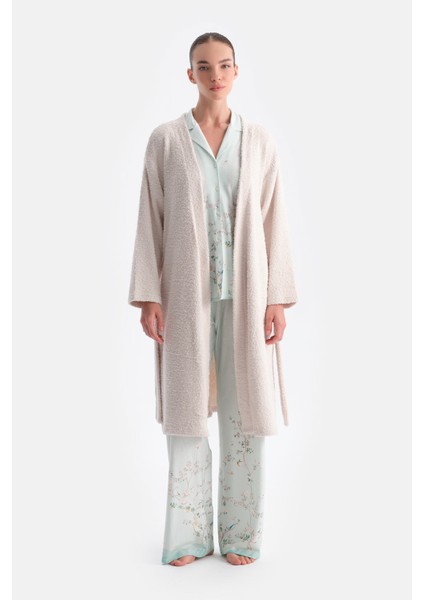 Uzun Kollu Şönil Örme Sabahlık indirimleri