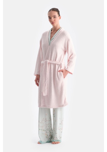 Uzun Kollu Şönil Örme Sabahlık