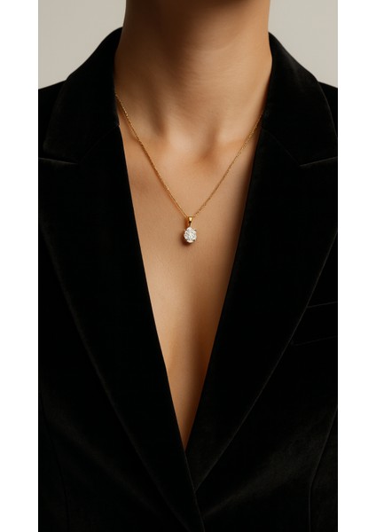 14 Ayar Altın Tektaşlı Zincir Kolye fiyatları