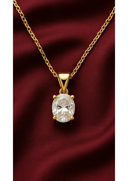 14 Ayar Altın Tektaşlı Zincir Kolye