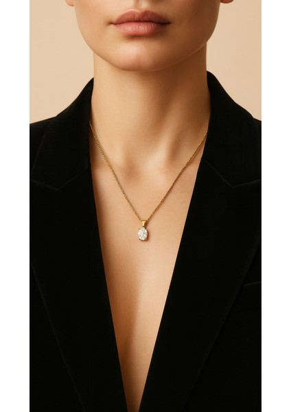 14 Ayar Altın Tektaşlı Zincir Kolye fırsatları