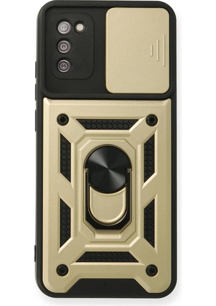 Bfs Samsung Galaxy A03S Kılıf Pars Lens Yüzüklü Silikon - Gold