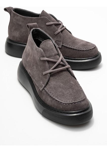 Lılya Füme Gri Süet Hakiki Deri Kadın Chukka Bot