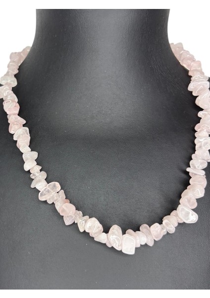 Pembe Kuvars Taşı Kolye, Doğal Kırık Taş Kolye, Ayarlanabilir El Emeği Iri Taşlı Kolye, Uniseks Kolye modelleri