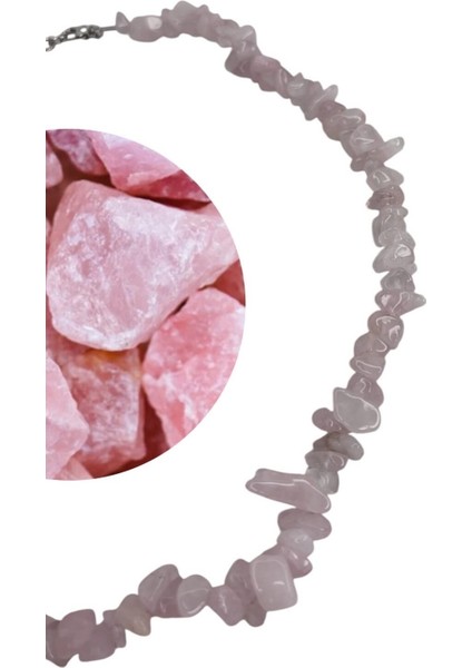 Pembe Kuvars Taşı Kolye, Doğal Kırık Taş Kolye, Ayarlanabilir El Emeği Iri Taşlı Kolye, Uniseks Kolye fırsatları