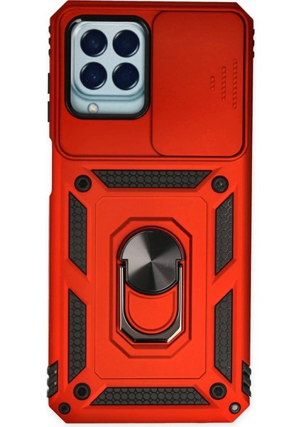 Bfs Samsung Galaxy M33 Kılıf Pars Lens Yüzüklü Silikon - Kırmızı