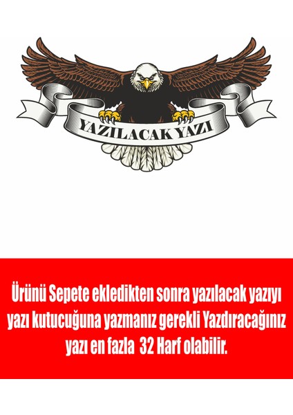 Kişiselleştirilebilir Kartal - Isim Soyisim - Ad Soyad - Araba - Oto - Motosiklet - Karavan -Sticker 02014