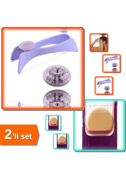 Pratik Tüy Alıcı + Yüz Makyaj Süngeri 2li Set Kusursuz Cilt Uygulama X8F2K1