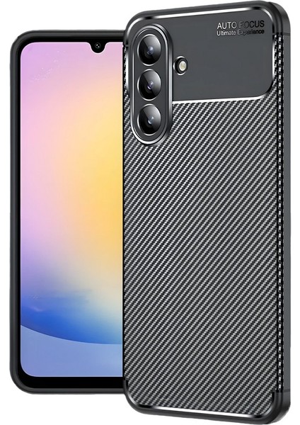 Samsung Galaxy S25 Fe Uyumlu Kılıf Negro Karbon Görünümlü Silikon Siyah