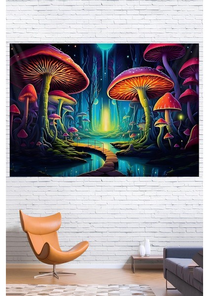 Kaliteli Kumaş , Mantar Ormanı Duvar Örtüsü Duvar Halısı Wall Tapestry