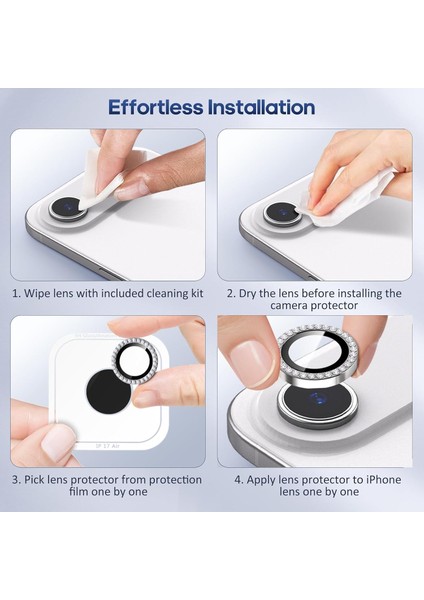 iPhone 17 Air Kılıf Parlak Taşlı Kamera Koruma Renkli Lens Koruyucu Temperli Cam modelleri