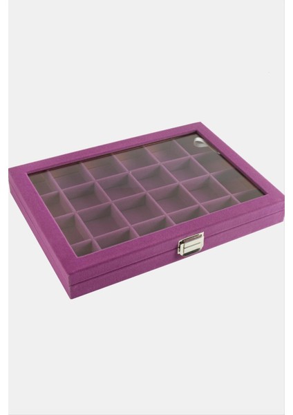 Ds-Derin 24 Bölmeli Cam Kapaklı Anfora Kumaş Sunum Tablosu 24X34 Cm-Mor modelleri