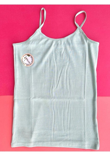 Kadın Atlet- Bluz Pamuklu, Likralı Fitilli 4 Adet Ip Askılı Atlet Yeşil, Gri, Pembe,beyaz (Kota) indirimleri