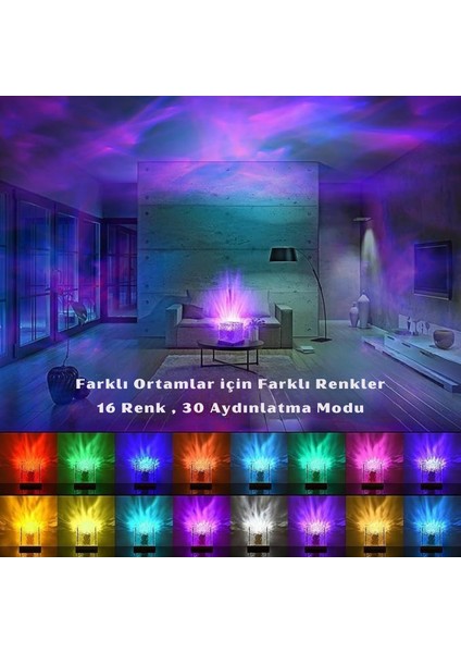 Uzaktan Kumandalı Gece Lambası Okyanus Dalgası 16 Farklı Renk Dahili Pil Kristal Kuzey Işıkları fiyatları