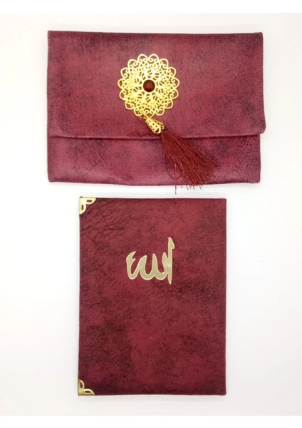 Lüks Çantalı Kadife Kaplı Yasin ( Bordo )