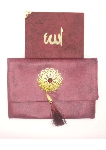 Lüks Çantalı Kadife Kaplı Yasin ( Bordo ) fiyatları