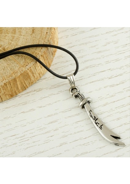 Ds-Derin Zülfikar Metal Vinlex Deri Kolye-Siyah