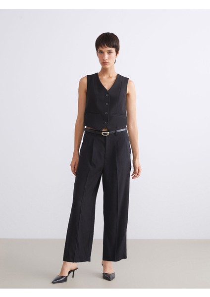 Yeni Sezon Beli Kemerli Havuç Kesim Kadın Pileli Pantolon