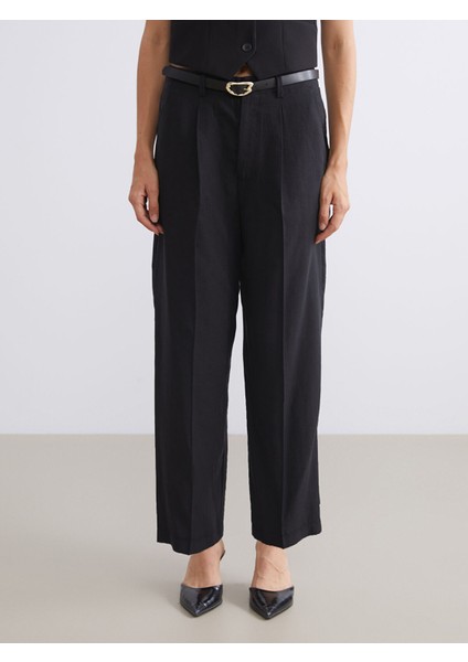 Yeni Sezon Beli Kemerli Havuç Kesim Kadın Pileli Pantolon modelleri