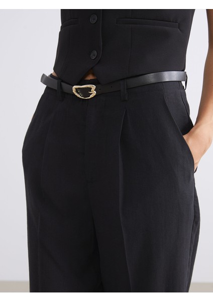 Yeni Sezon Beli Kemerli Havuç Kesim Kadın Pileli Pantolon fırsatları