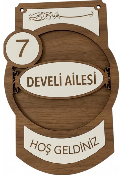 Kişiye Özel Kapı Süsü Numaralık Aile Ismi ve Hoş Geldiniz Yazılı Dekoratif Ev Hediyesi