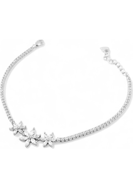925 Ayar Gümüş Çiçekli Su Yolu Kadın Gümüş Bileklik fırsatları