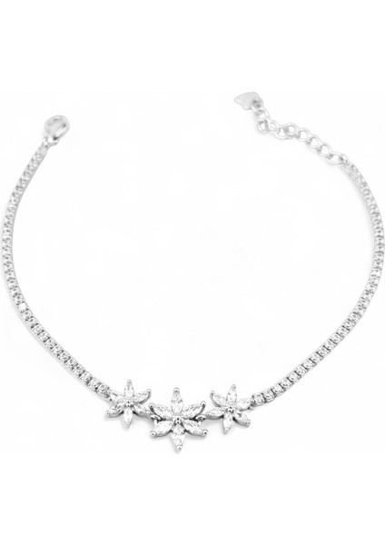 925 Ayar Gümüş Çiçekli Su Yolu Kadın Gümüş Bileklik indirimleri