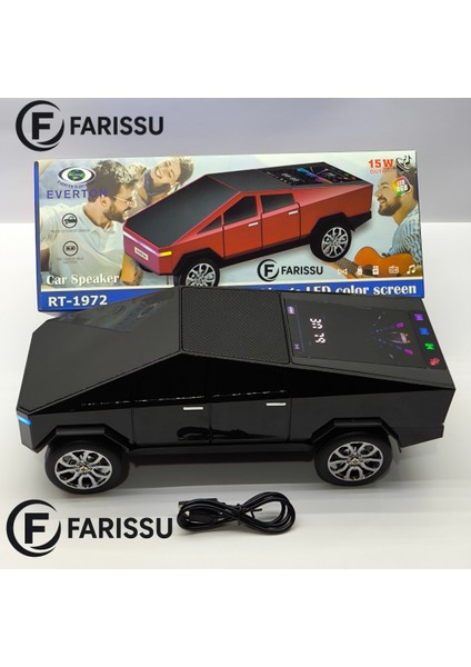 Araba Tasarımlı Bluetooth Hoparlör 15W Rgb Işıklı Kablosuz Speaker – Fm Radyo, Usb, Aux, Tf Kart Girişi