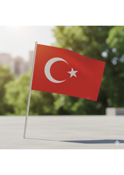 Bez Türk Bayrağı 20 Adet | Ay Yıldızlı | 20×30 cm | Tutma Saplı fiyatları