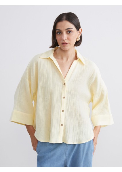 Yeni Sezon Dokulu Oversize Kadın Gömlek