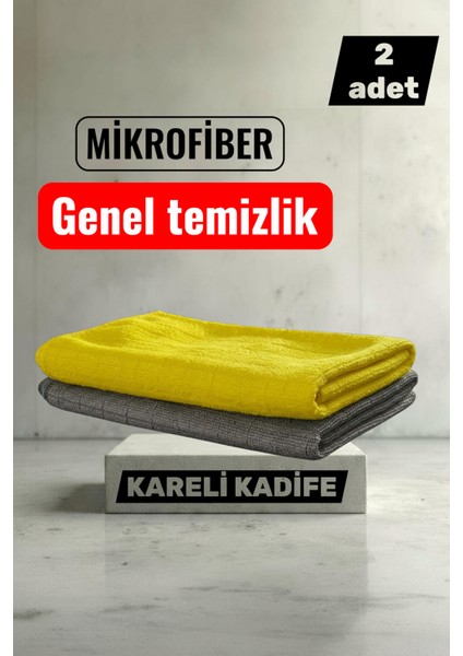 2'li Kadife Mikrofiber Temizlik Bezi 40X40 cm – Yumuşak Doku, Leke Bırakmaz, Iz Yapmaz