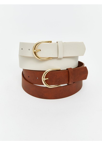 Yeni Sezon Deri Görünümlü Kadın Kemer 2'li